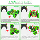GAOMON Remote Control Car 1165A RC Stunt Car Toy Double Sided 360 Rotating Vehicle Green