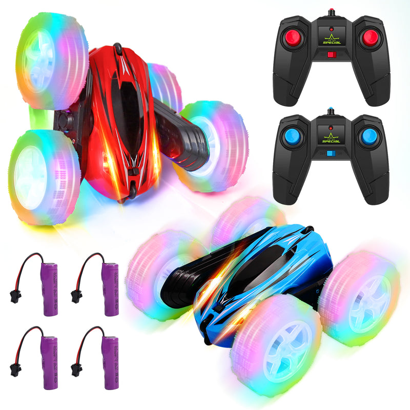 GAOMON 2PACK RC Stunt Car Remote Control Car with Wheel Lights Blue+Red