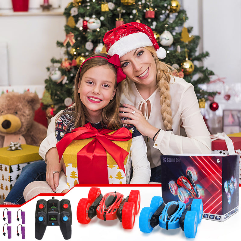 GAOMON 2PACK RC Stunt Car Remote Control Car with Wheel Lights Blue+Red