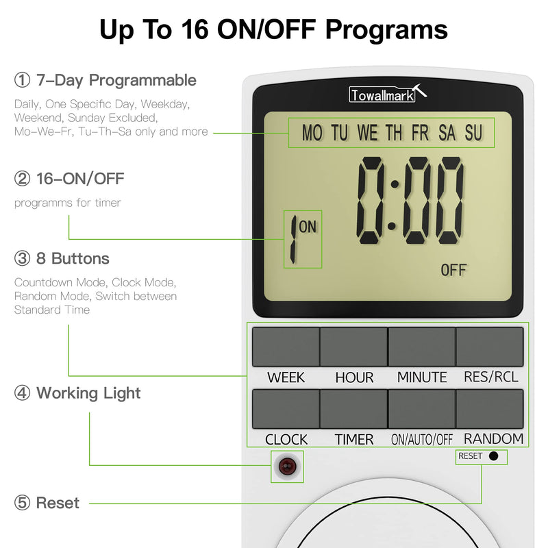 GAOMON Digital Timer Outlet Indoor Plug-in Electric Timer