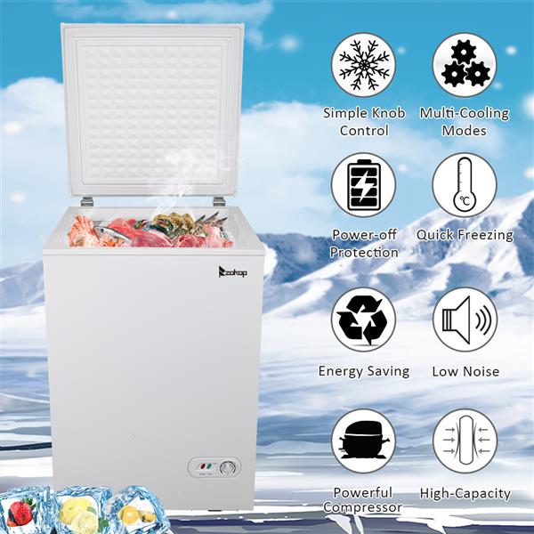 ZOKOP BD-100 100L Single Door Horizontal Freezer AC115V 60Hz Freezing Refrigerator White