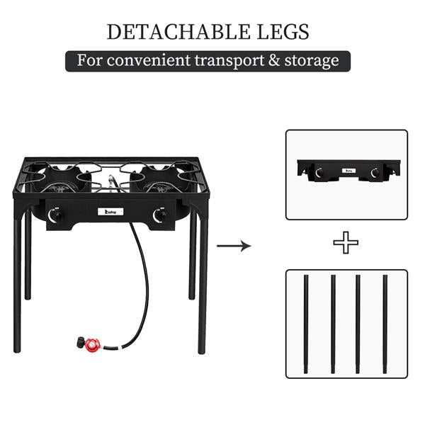 ZOKOP EX72 Double Burner Outdoor Camp Stove Gas Cooker  Portable Cast Iron Patio Cooking Burner