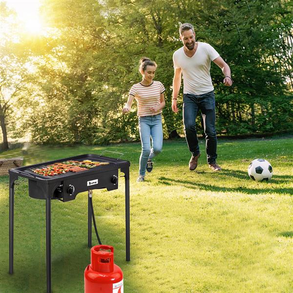 ZOKOP EX72 Double Burner Outdoor Camp Stove Gas Cooker  Portable Cast Iron Patio Cooking Burner