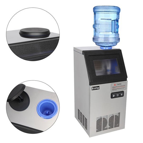ZOKOP Ice Maker Cube Machine SKF-B30F-C-32R Stainless Steel Freestanding