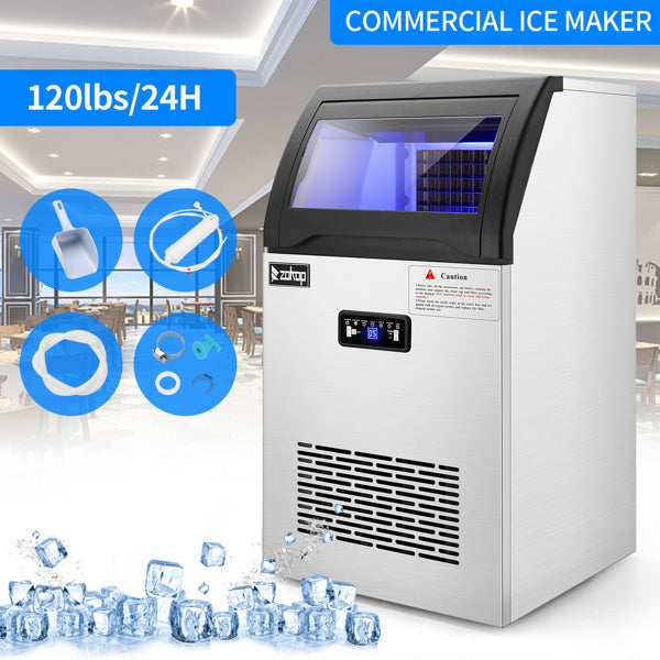 ZOKOP Ice Maker Cube Machine SKF-C50FL 120V 495W Stainless Steel Freestanding